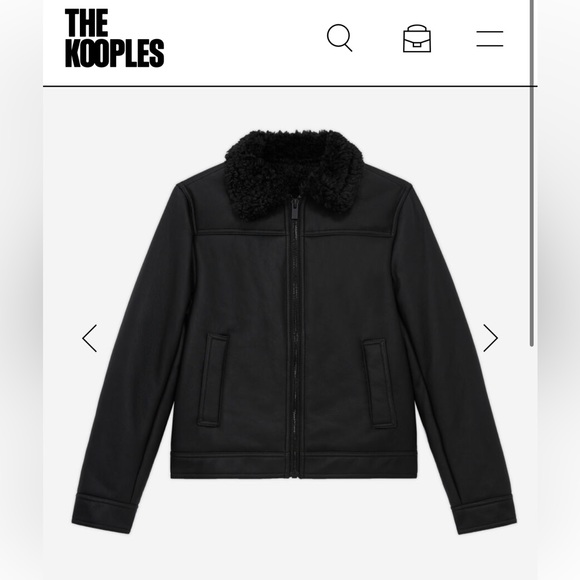 THE KOOPLES BLACK faux fur leather bomber coat jacket nwt sz2 ( medium ) NEW - Picture 1 of 14